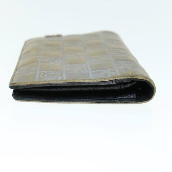 CHANEL Icon Line Wallet Leather Silver CC Auth 61875 - Picture 3 of 16